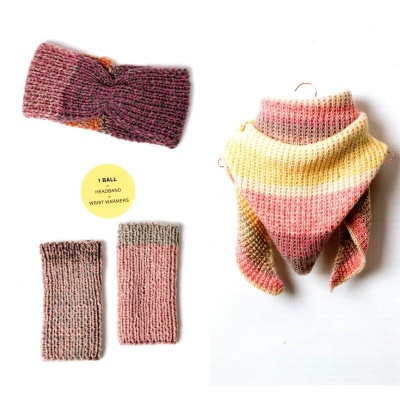 Knitting Pattern - Rico 1023 - Chic Unique - Ladies Triangular Shawl, Headband, Wrist Warmers